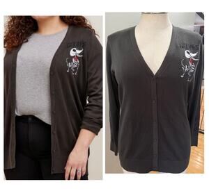Torrid Corpse Bride Scraps Skeleton Dog Gothic Punk Cardigan Sweater Top New 1X